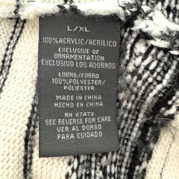 Just Taylor Women’s Sweater Dress White Black Striped Knit Lace Trim Size Large - Picture 9 of 10